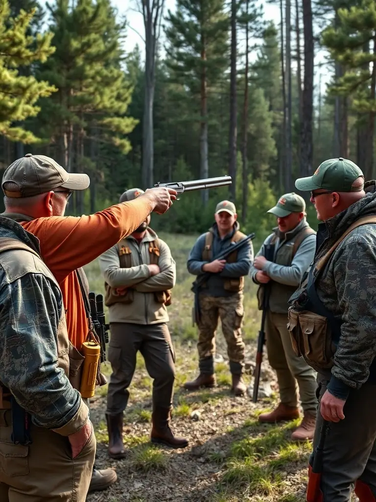 A focused image of a CTSC member improving their shooting stance under the guidance of an instructor, set against the backdrop of the Saint-Coutant shooting range.
