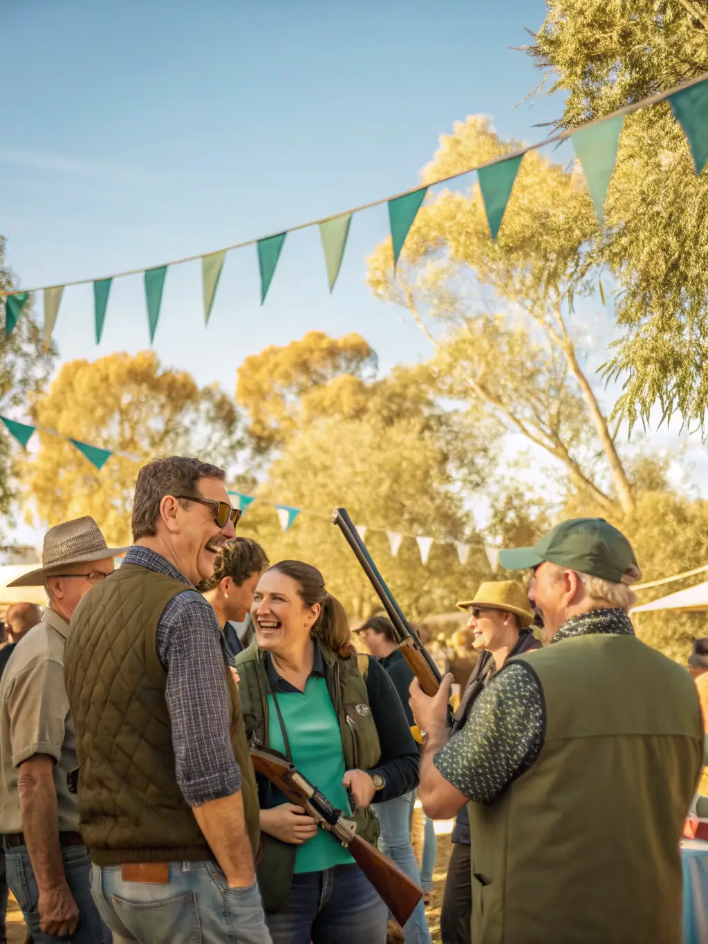 A group of CTSC members socializing and sharing experiences after a shooting session, illustrating the club's friendly and supportive atmosphere.